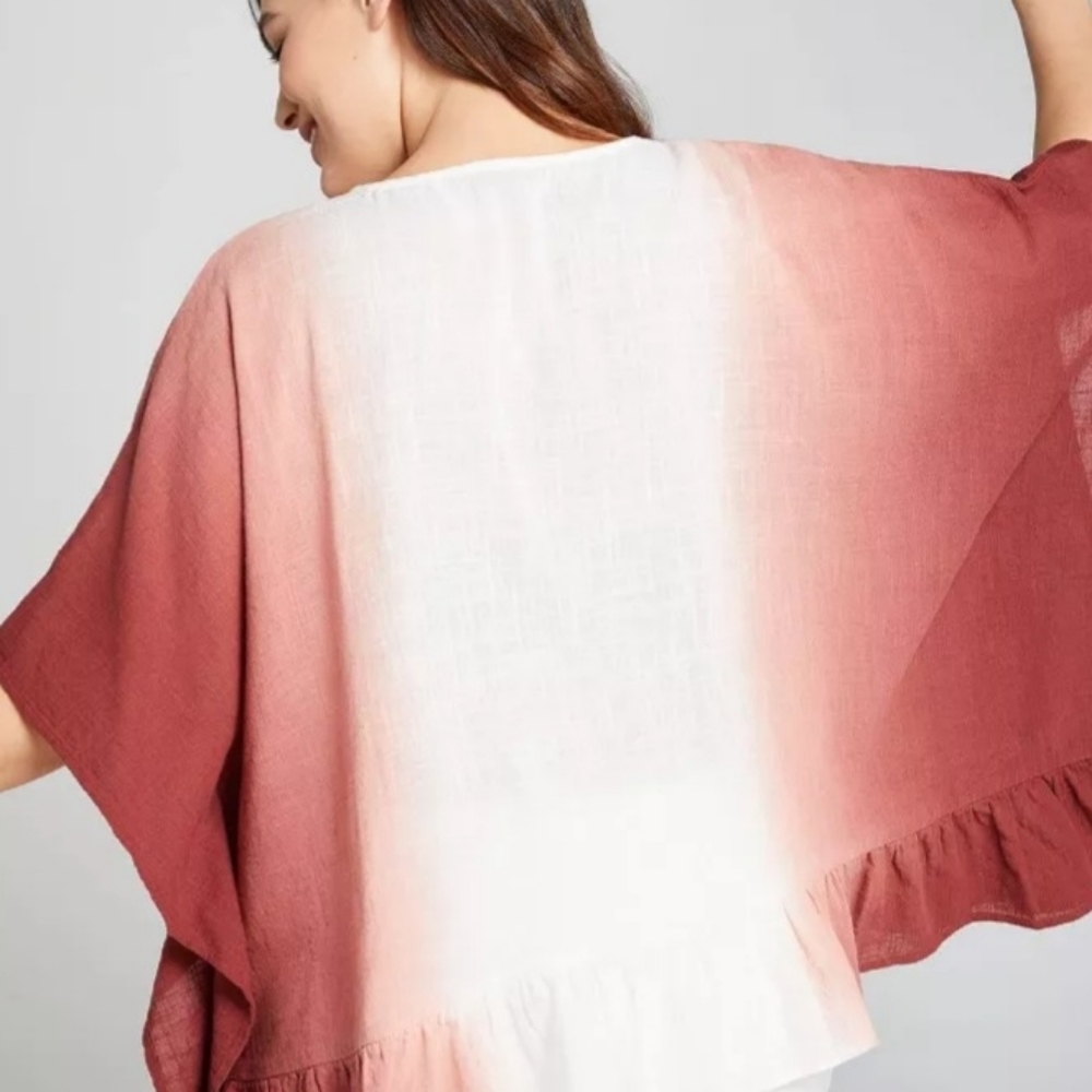 Lane Bryant Red Ombre Ruffle Hem Top Size 26/28 - Picture 2 of 9
